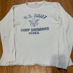 1940s thermal waffle knit shirt camp shenango us army